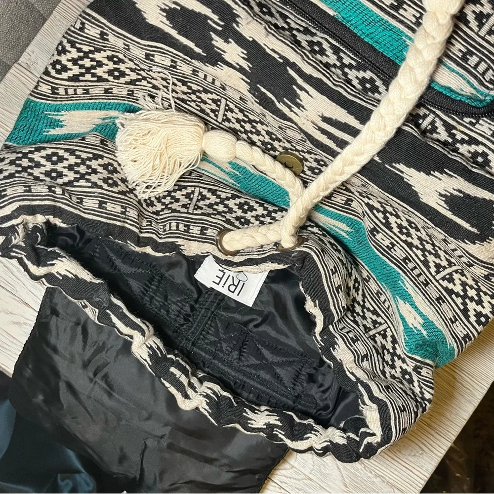 Patterned Black and Teal Camera Backpack